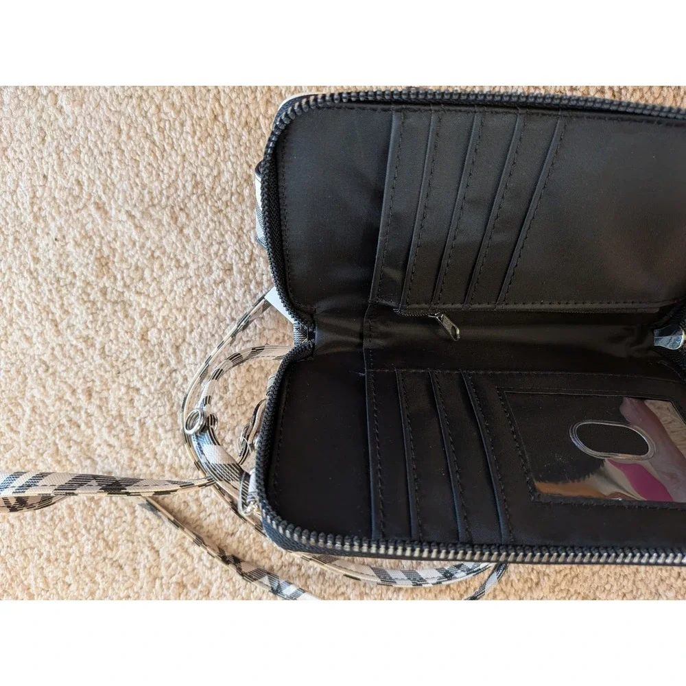 Safe Keeper RFID‎ Blocking Crossbody Phone Wallet Black White Plaid HNB41WL10P1